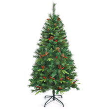 Load image into Gallery viewer, Gymax 5 ft Pre-lit Hinged Christmas Tree Holiday Decor w/ LED Lights Metal Stand