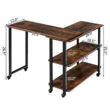 Load image into Gallery viewer, Gymax Sofa Side End Table 360¡ã Rotating Bookcase w/Storage Shelves&Wheels Rustic Brown