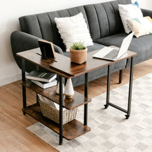 Load image into Gallery viewer, Gymax Sofa Side End Table 360¡ã Rotating Bookcase w/Storage Shelves&Wheels Rustic Brown