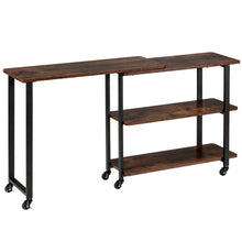 Load image into Gallery viewer, Gymax Sofa Side End Table 360¡ã Rotating Bookcase w/Storage Shelves&Wheels Rustic Brown