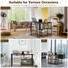 Load image into Gallery viewer, Gymax Sofa Side End Table 360¡ã Rotating Bookcase w/Storage Shelves&Wheels Rustic Brown