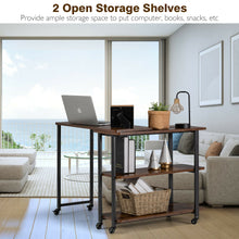 Load image into Gallery viewer, Gymax Sofa Side End Table 360¡ã Rotating Bookcase w/Storage Shelves&Wheels Rustic Brown