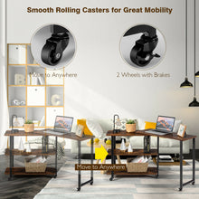Load image into Gallery viewer, Gymax Sofa Side End Table 360¡ã Rotating Bookcase w/Storage Shelves&Wheels Rustic Brown