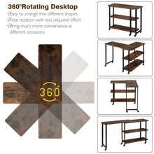 Load image into Gallery viewer, Gymax Sofa Side End Table 360¡ã Rotating Bookcase w/Storage Shelves&Wheels Rustic Brown