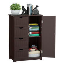 Load image into Gallery viewer, Gymax Wooden 4 Drawer Free Standing Bathroom Floor Cabinet Adjustable Storage Cupboard