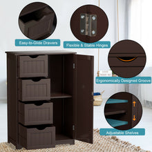 Load image into Gallery viewer, Gymax Wooden 4 Drawer Free Standing Bathroom Floor Cabinet Adjustable Storage Cupboard