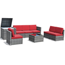 Load image into Gallery viewer, Gymax 8PCS Patio Rattan Sofa Sectional Conversation Furniture Set w/ Red Cushion
