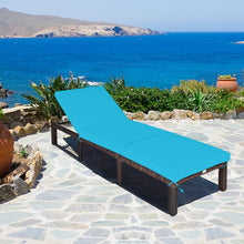 Load image into Gallery viewer, Gymax Adjustable Patio Rattan Chaise Lounge Chair Recliner Outdoor w/ Turquoise Cushion