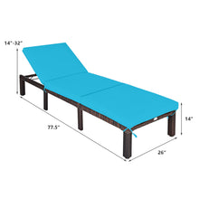 Load image into Gallery viewer, Gymax Adjustable Patio Rattan Chaise Lounge Chair Recliner Outdoor w/ Turquoise Cushion