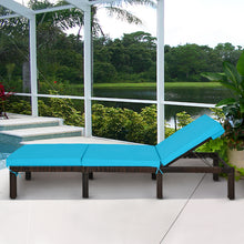 Load image into Gallery viewer, Gymax Adjustable Patio Rattan Chaise Lounge Chair Recliner Outdoor w/ Turquoise Cushion