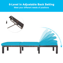 Load image into Gallery viewer, Gymax Adjustable Patio Rattan Chaise Lounge Chair Recliner Outdoor w/ Turquoise Cushion