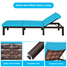 Load image into Gallery viewer, Gymax Adjustable Patio Rattan Chaise Lounge Chair Recliner Outdoor w/ Turquoise Cushion