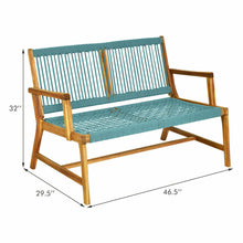 Load image into Gallery viewer, Gymax Wooden Rope Bench Loveseat Patio Garden Outdoor w/ Backrest & Armrest