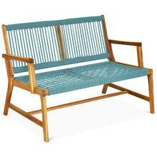 Load image into Gallery viewer, Gymax Wooden Rope Bench Loveseat Patio Garden Outdoor w/ Backrest & Armrest