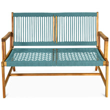 Load image into Gallery viewer, Gymax Wooden Rope Bench Loveseat Patio Garden Outdoor w/ Backrest & Armrest