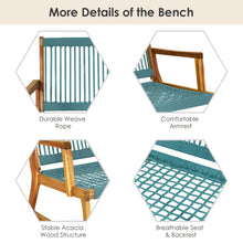 Load image into Gallery viewer, Gymax Wooden Rope Bench Loveseat Patio Garden Outdoor w/ Backrest & Armrest