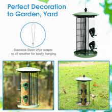 Load image into Gallery viewer, Gymax 3-in-1 Metal Hanging Wild Bird Feeder Outdoor w/ 4 Feeding Ports & Perches