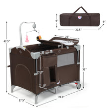 Load image into Gallery viewer, Gymax 5-in-1 Baby Beside Sleeper Bassinet Portable Crib Playard w/Diaper Changer Brown