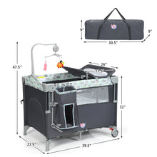 Load image into Gallery viewer, Gymax 5-in-1 Baby Beside Sleeper Bassinet Portable Crib Playard w/Diaper Changer Gray