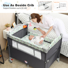 Load image into Gallery viewer, Gymax 5-in-1 Baby Beside Sleeper Bassinet Portable Crib Playard w/Diaper Changer Gray