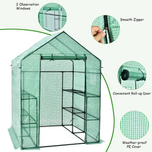 Load image into Gallery viewer, Gymax Walk-in Greenhouse 56''x56''x77'' Gardening w/Observation Windows 2 Tier 8 Shelves