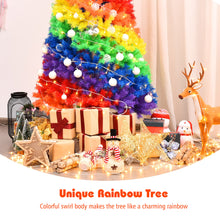 Load image into Gallery viewer, Gymax 7 ft Colorful Rainbow Hinged Christmas Tree Holiday Decor w/ Metal Stand