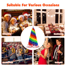 Load image into Gallery viewer, Gymax 7 ft Colorful Rainbow Hinged Christmas Tree Holiday Decor w/ Metal Stand