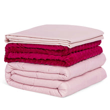 Load image into Gallery viewer, Gymax 15lbs Heavy Weighted Blanket 3 Piece Set w/ Hot & Cold Duvet Covers 60''x80'' Pink