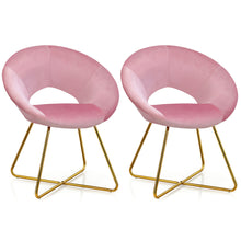 Load image into Gallery viewer, Gymax Set of 2 Accent Velvet Chairs Dining Chairs Arm Chair w/Golden Legs