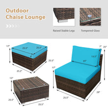 Load image into Gallery viewer, Gymax 5PCS Outdoor Patio Furniture Set w/ Coffee Table Ottoman Turquoise Cushion