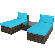 Load image into Gallery viewer, Gymax 5PCS Outdoor Patio Furniture Set w/ Coffee Table Ottoman Turquoise Cushion