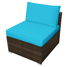 Load image into Gallery viewer, Gymax 5PCS Outdoor Patio Furniture Set w/ Coffee Table Ottoman Turquoise Cushion
