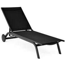 Load image into Gallery viewer, Gymax Patio Chaise Lounge Chair Aluminum Adjustable Recliner w/ Wheels Black