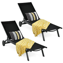 Load image into Gallery viewer, Gymax Set of 2 Patio Chaise Lounge Chair Aluminum Adjustable Recliner w/ Wheels Black
