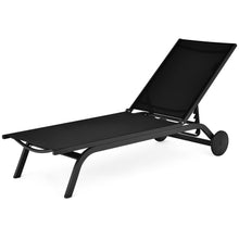Load image into Gallery viewer, Gymax Set of 2 Patio Chaise Lounge Chair Aluminum Adjustable Recliner w/ Wheels Black