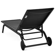 Load image into Gallery viewer, Gymax Set of 2 Patio Chaise Lounge Chair Aluminum Adjustable Recliner w/ Wheels Black