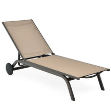 Load image into Gallery viewer, Gymax Patio Chaise Lounge Chair Aluminum Adjustable Recliner w/ Wheels Brown
