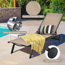 Load image into Gallery viewer, Gymax Patio Chaise Lounge Chair Aluminum Adjustable Recliner w/ Wheels Brown