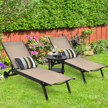 Load image into Gallery viewer, Gymax Set of 2 Patio Chaise Lounge Chair Aluminum Adjustable Recliner w/ Wheels Brown