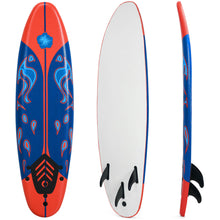 Load image into Gallery viewer, Gymax 6ft Surfing Body Board w/ 3 Removable Fins Safety Leash Red/Yellow/White