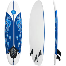 Load image into Gallery viewer, Gymax 6ft Surfing Body Board w/ 3 Removable Fins Safety Leash Red/Yellow/White