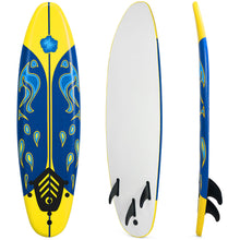 Load image into Gallery viewer, Gymax 6ft Surfing Body Board w/ 3 Removable Fins Safety Leash Red/Yellow/White