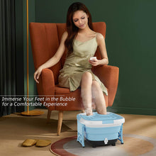 Load image into Gallery viewer, Gymax Portable Folding Foot Bath Spa Massager w/ Remote Control Timer Blue