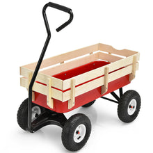Load image into Gallery viewer, Gymax Outdoor Wagon Pulling Children Kid Garden Cart w/ Wood Railing Red 330lbs