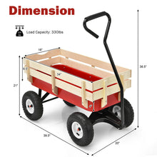 Load image into Gallery viewer, Gymax Outdoor Wagon Pulling Children Kid Garden Cart w/ Wood Railing Red 330lbs