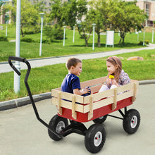 Load image into Gallery viewer, Gymax Outdoor Wagon Pulling Children Kid Garden Cart w/ Wood Railing Red 330lbs