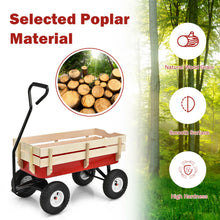 Load image into Gallery viewer, Gymax Outdoor Wagon Pulling Children Kid Garden Cart w/ Wood Railing Red 330lbs