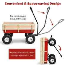 Load image into Gallery viewer, Gymax Outdoor Wagon Pulling Children Kid Garden Cart w/ Wood Railing Red 330lbs
