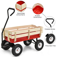 Load image into Gallery viewer, Gymax Outdoor Wagon Pulling Children Kid Garden Cart w/ Wood Railing Red 330lbs