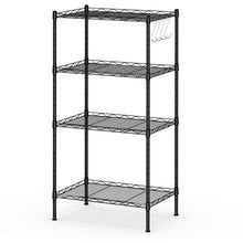 Load image into Gallery viewer, Gymax 4-Wire Shelving Metal Storage Rack Adjustable Shelves w/Removable Hooks Black/Silver